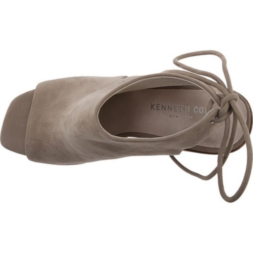 New Kenneth Cole New York Katarina Nubuck Taupe Grey Leather Open-Toe Bootie - Picture 5 of 12